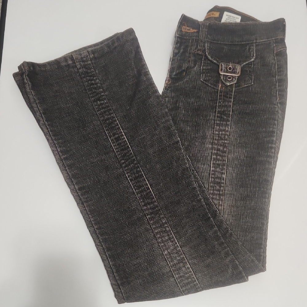 Refuge Dark Black Brown Flare Corduroy Pants